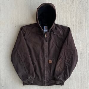Carhartt J25 DKB brown hooded work wear jacket